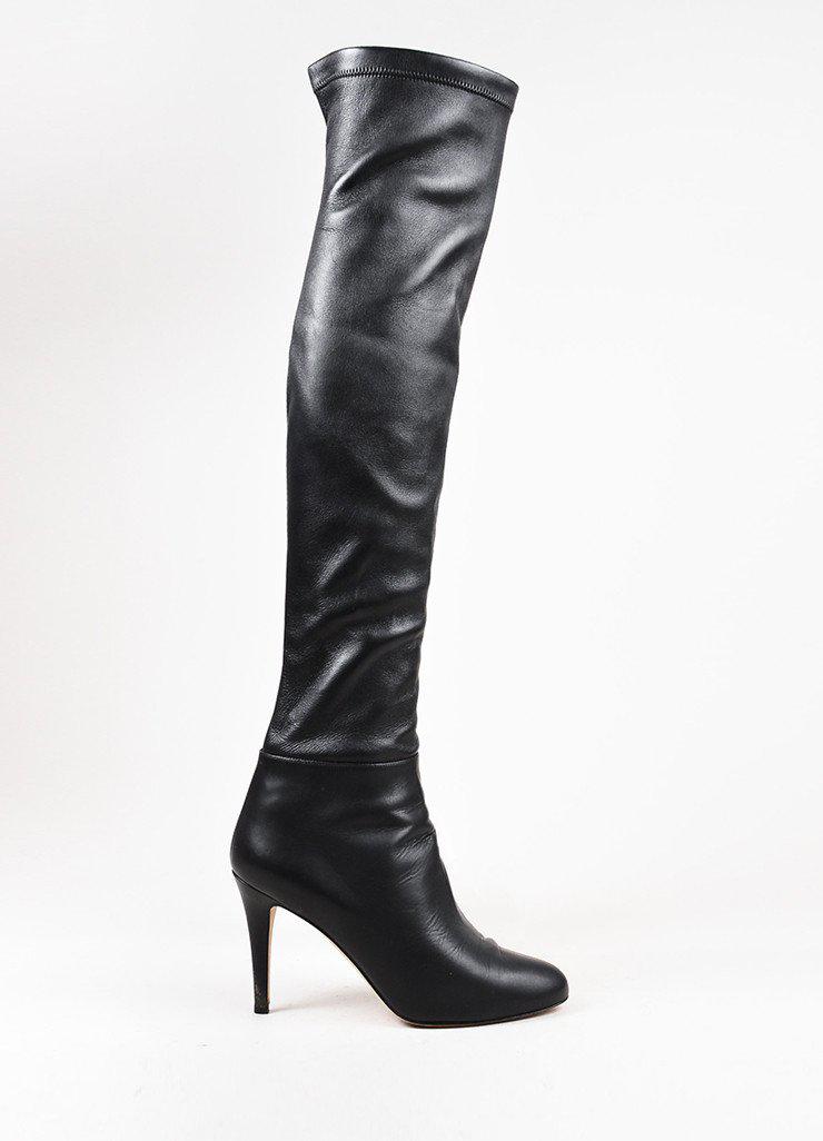 Jimmy Choo Black Stretch Leather Thigh High &quot;turner&quot; Boots