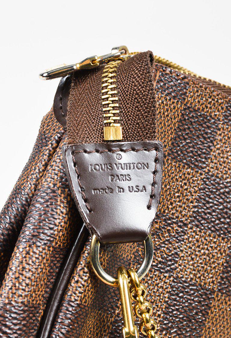 Louis Vuitton Brown &quot;damier Ebene&quot; Coated Canvas &quot;eva Clutch&quot; Shoulder Bag - Lyst