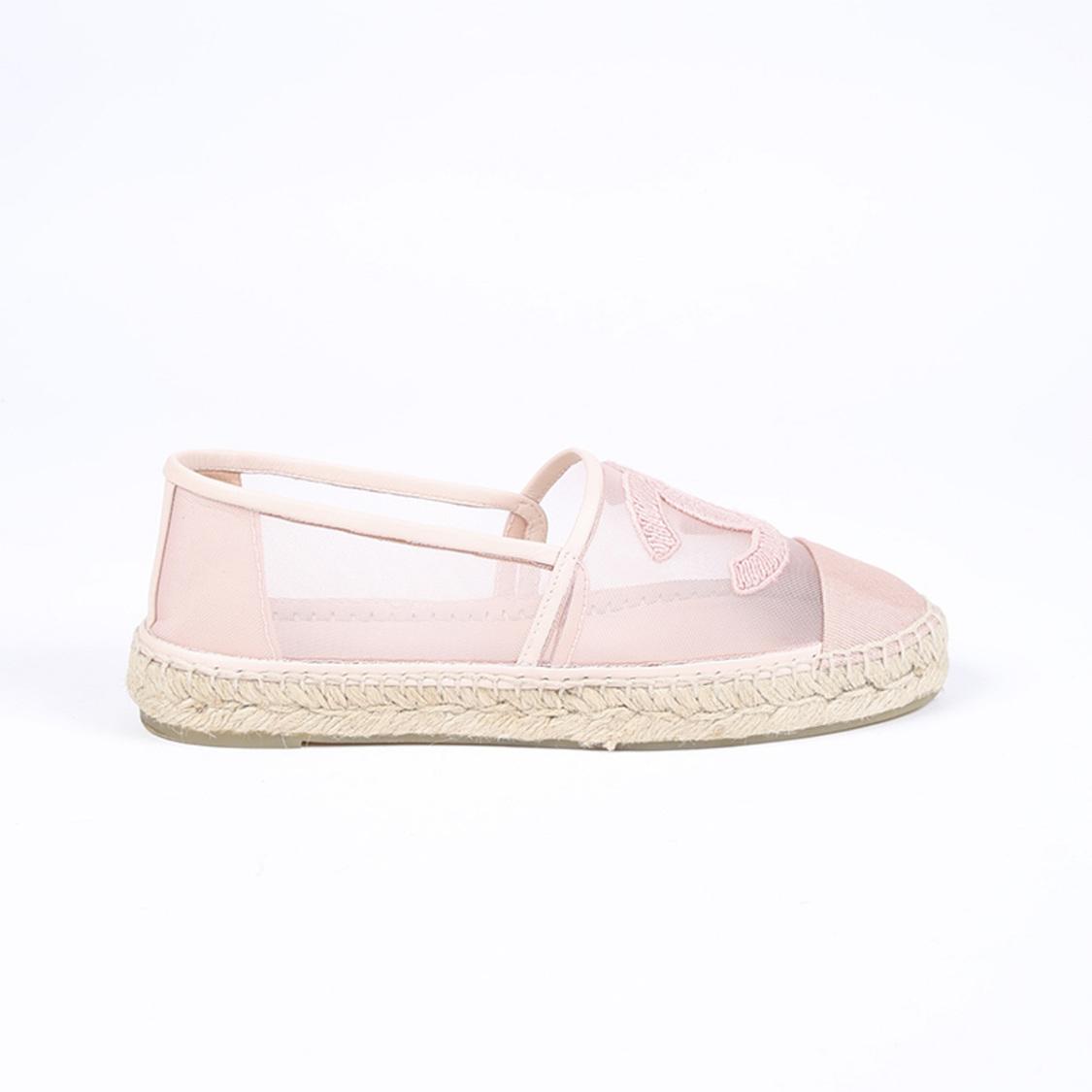 chanel pink mesh espadrilles