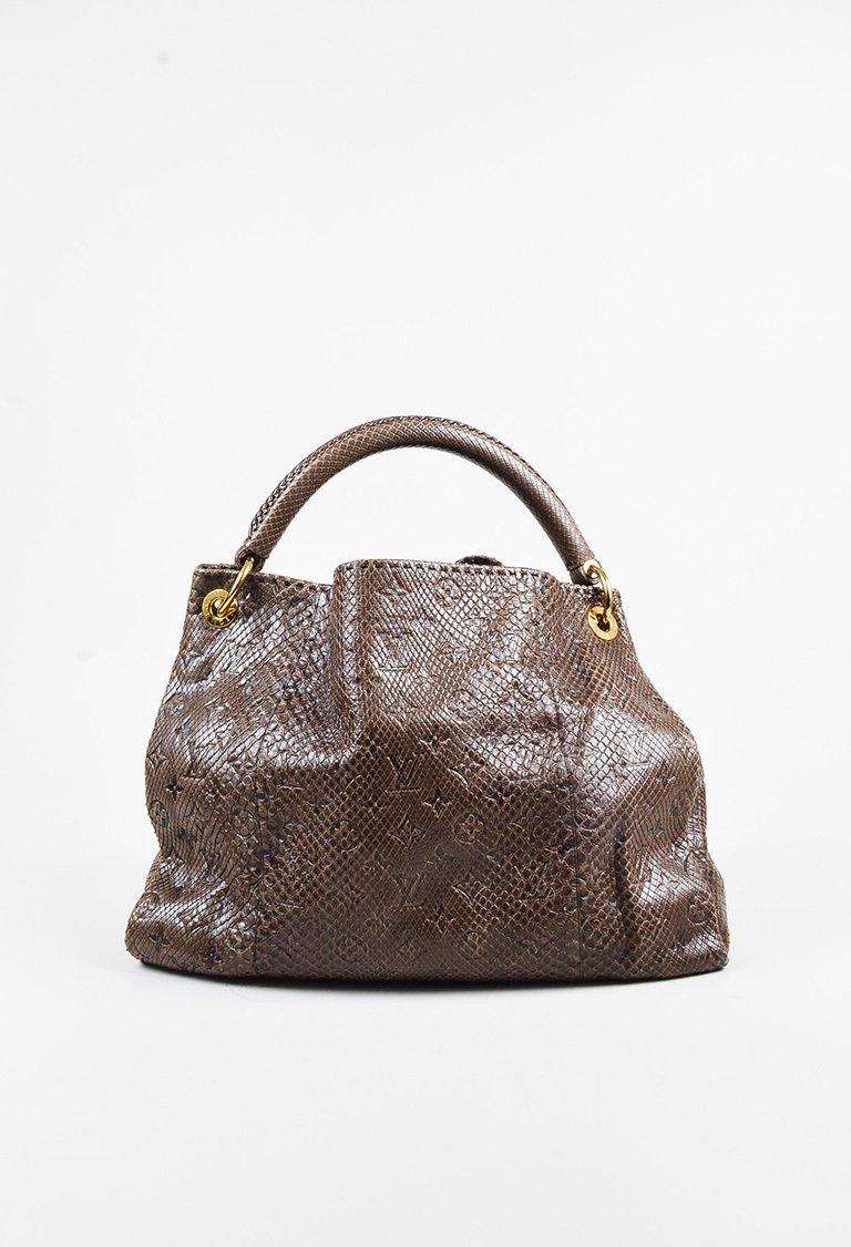 Louis Vuitton Leather 1 &quot;gris&quot; Brown Monogram Python &quot;artsy Mm&quot; Shoulder Bag - Lyst