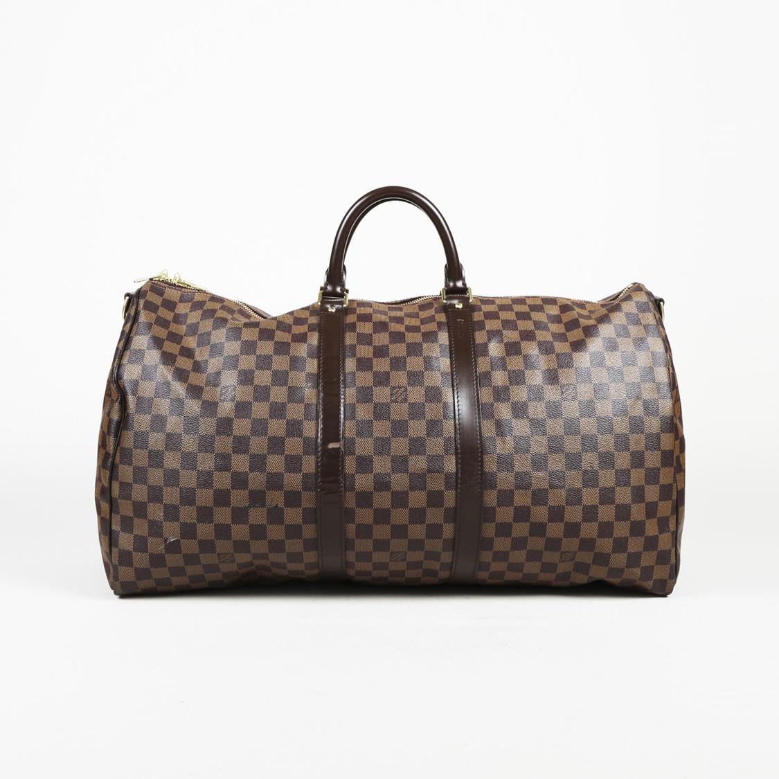 Louis Vuitton &quot;keepall Bandouliere 55&quot; Damier Ebene Coated Canvas Bag in Brown - Lyst