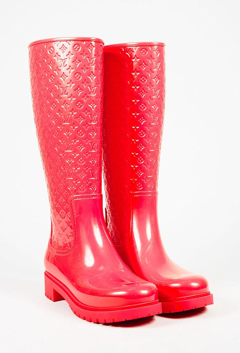 louis vuitton pink rain boots