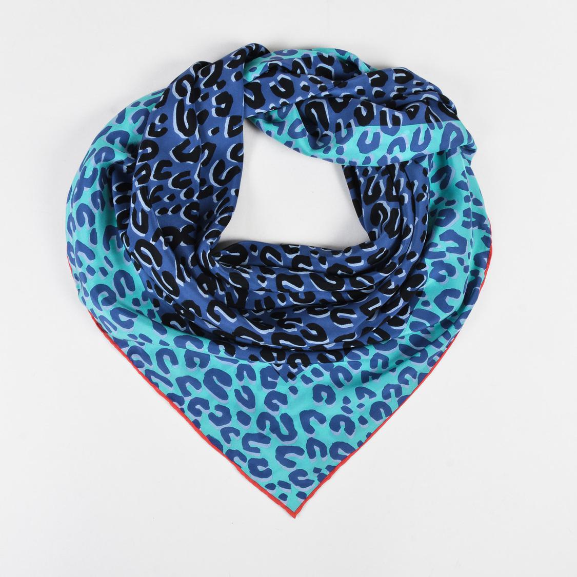 Louis Vuitton Blue Multicolor Silk Leopard Print Scarf - Lyst