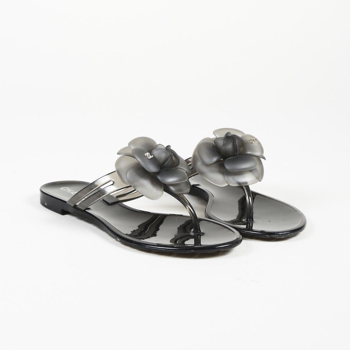 chanel camellia jelly sandals