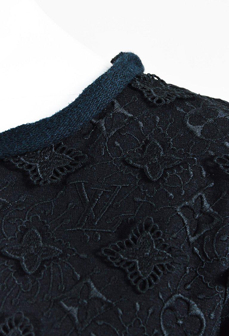 Louis Vuitton Black Monogram Lace Short Sleeve Drawstring Tie Dress - Lyst