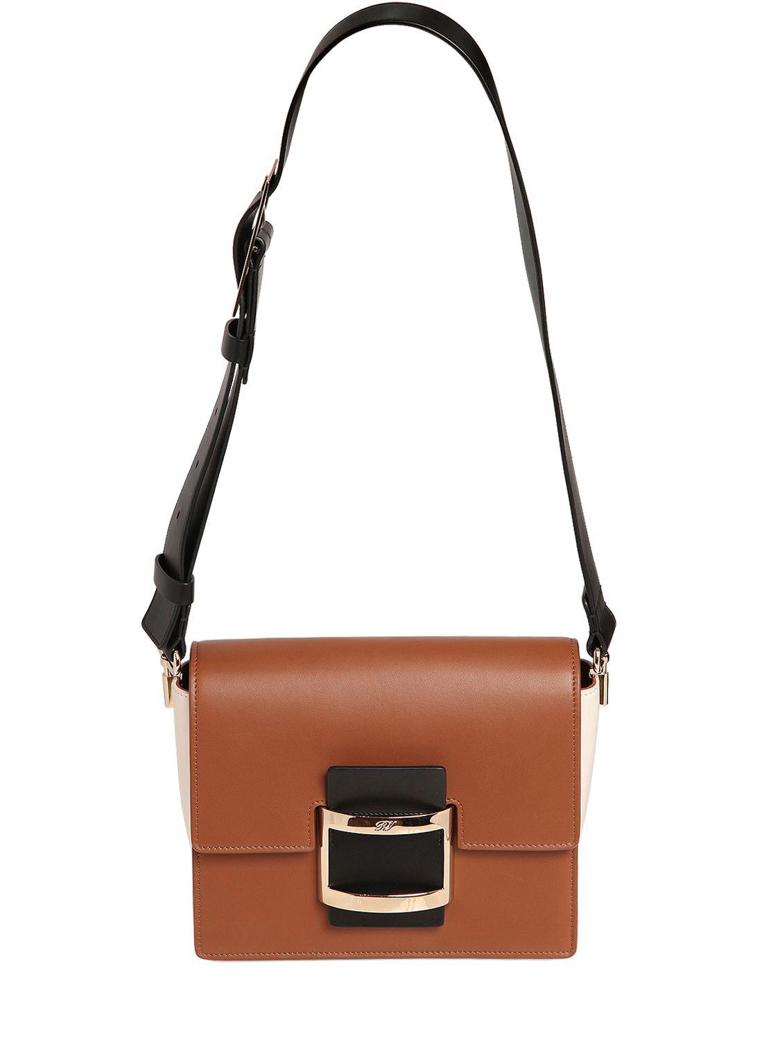 Lyst - Roger Vivier Mini Viv Leather Shoulder Bag in Brown