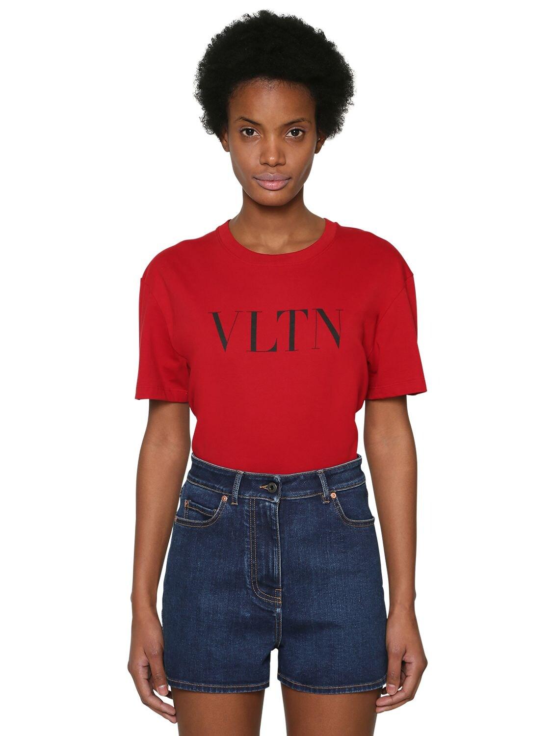 Valentino Cotton Vltn T shirt In Red Black Red Lyst