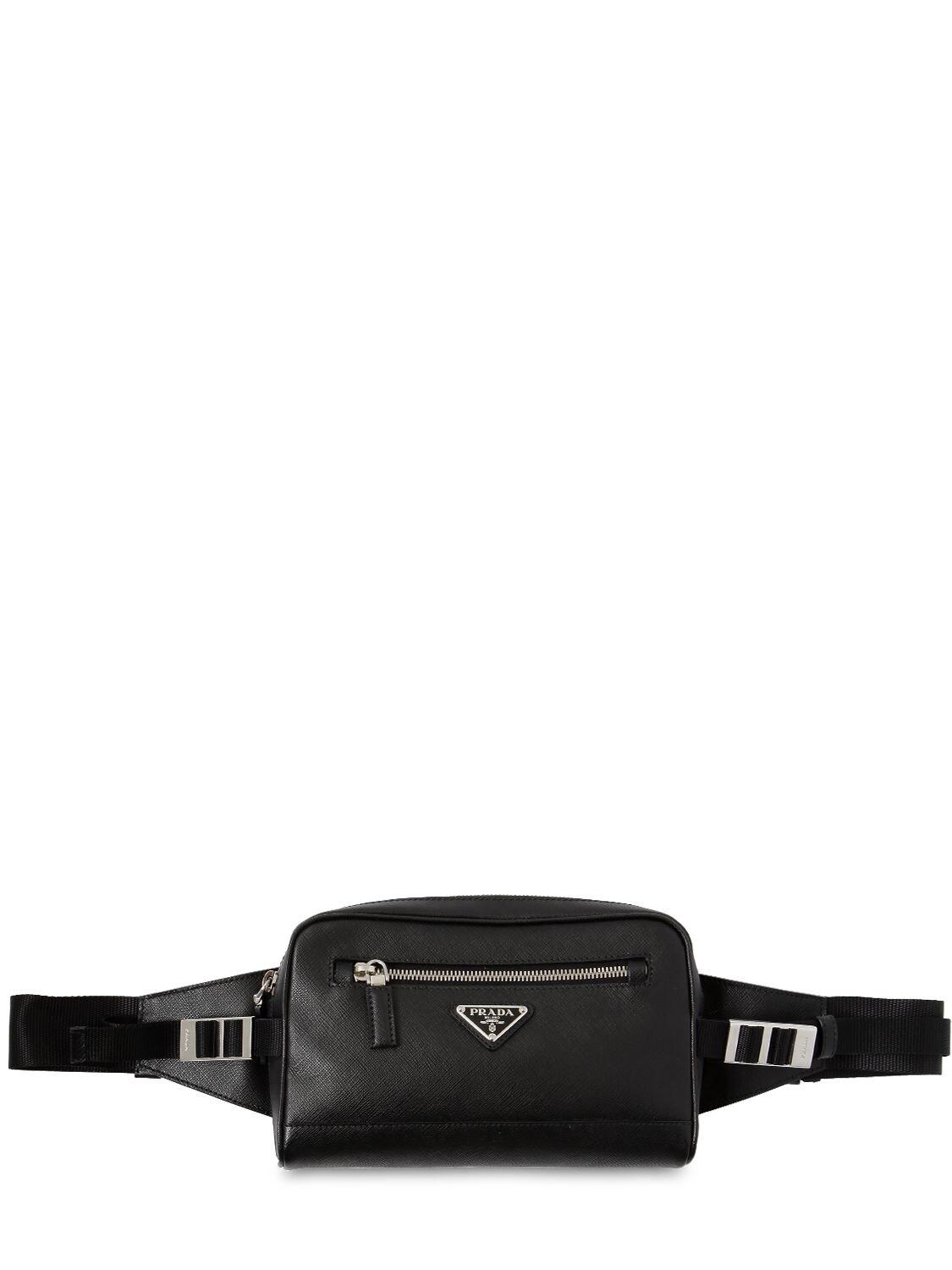 Prada Saffiano Leather Crossbody Bag in Black for Men | Lyst