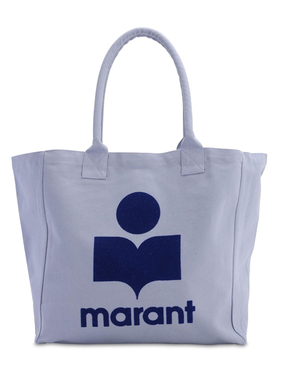 Isabel Marant Yenki Logo Printed Cotton Tote in Blue | Lyst