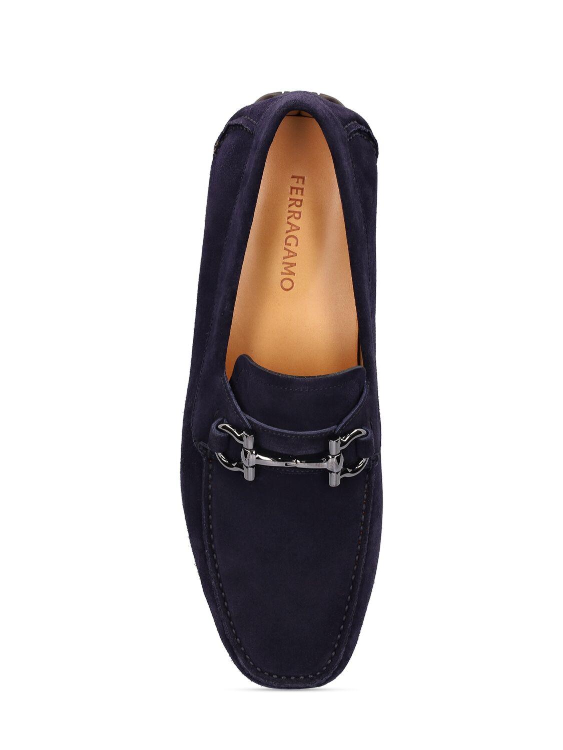 Ferragamo Parigi Suede Loafers in Blue for Men Lyst UK