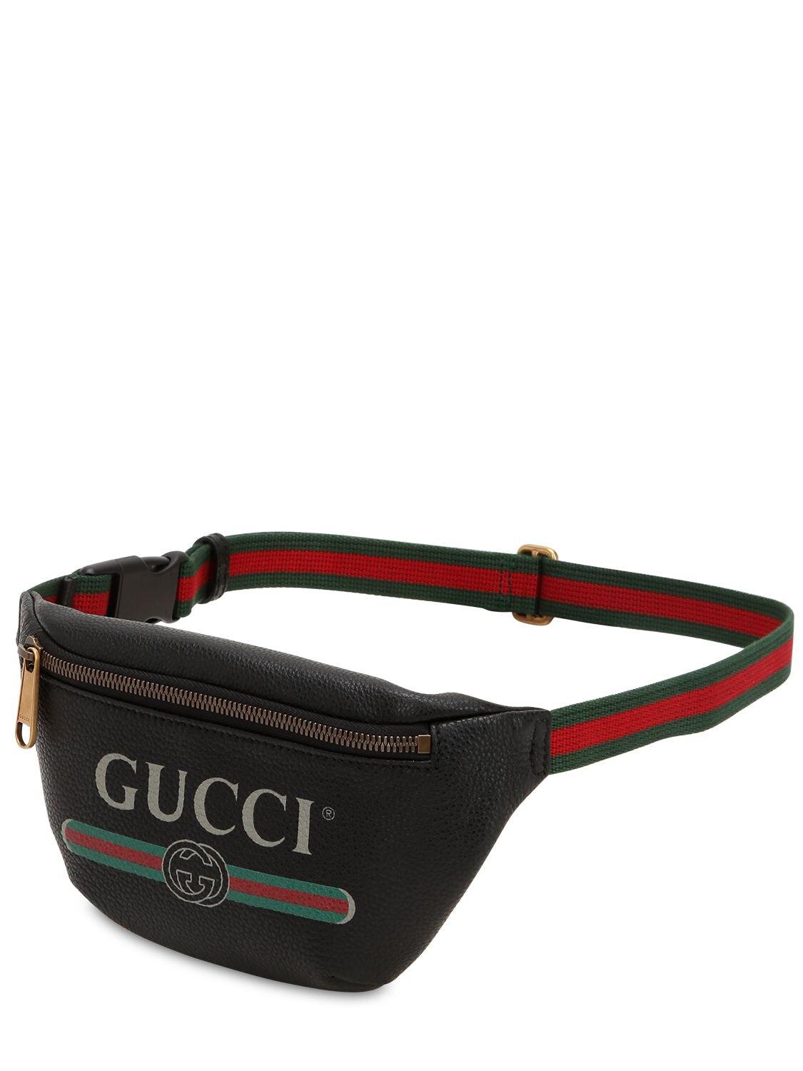 Gucci Print Leather Belt Bag in Black for Men - Lyst