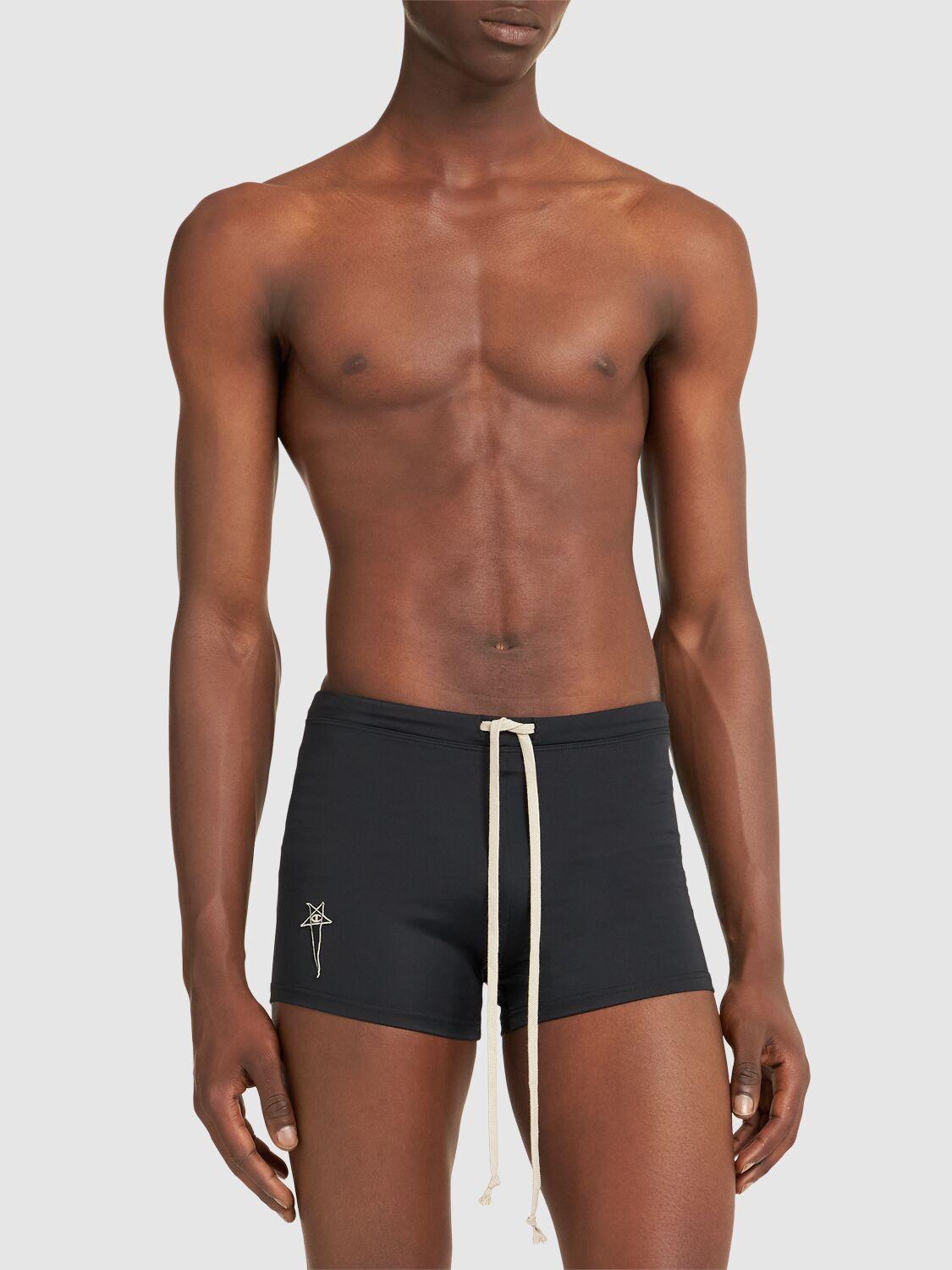 【Rick Owens × Champion】 SWIM TRUNK Rick Owens Champion Swim Trunks in Black for Men | Lyst