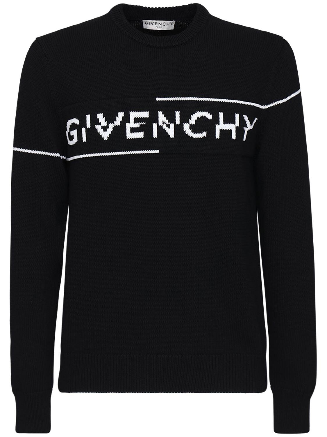 Givenchy Split Logo Crew Knit in Black for Men | Lyst