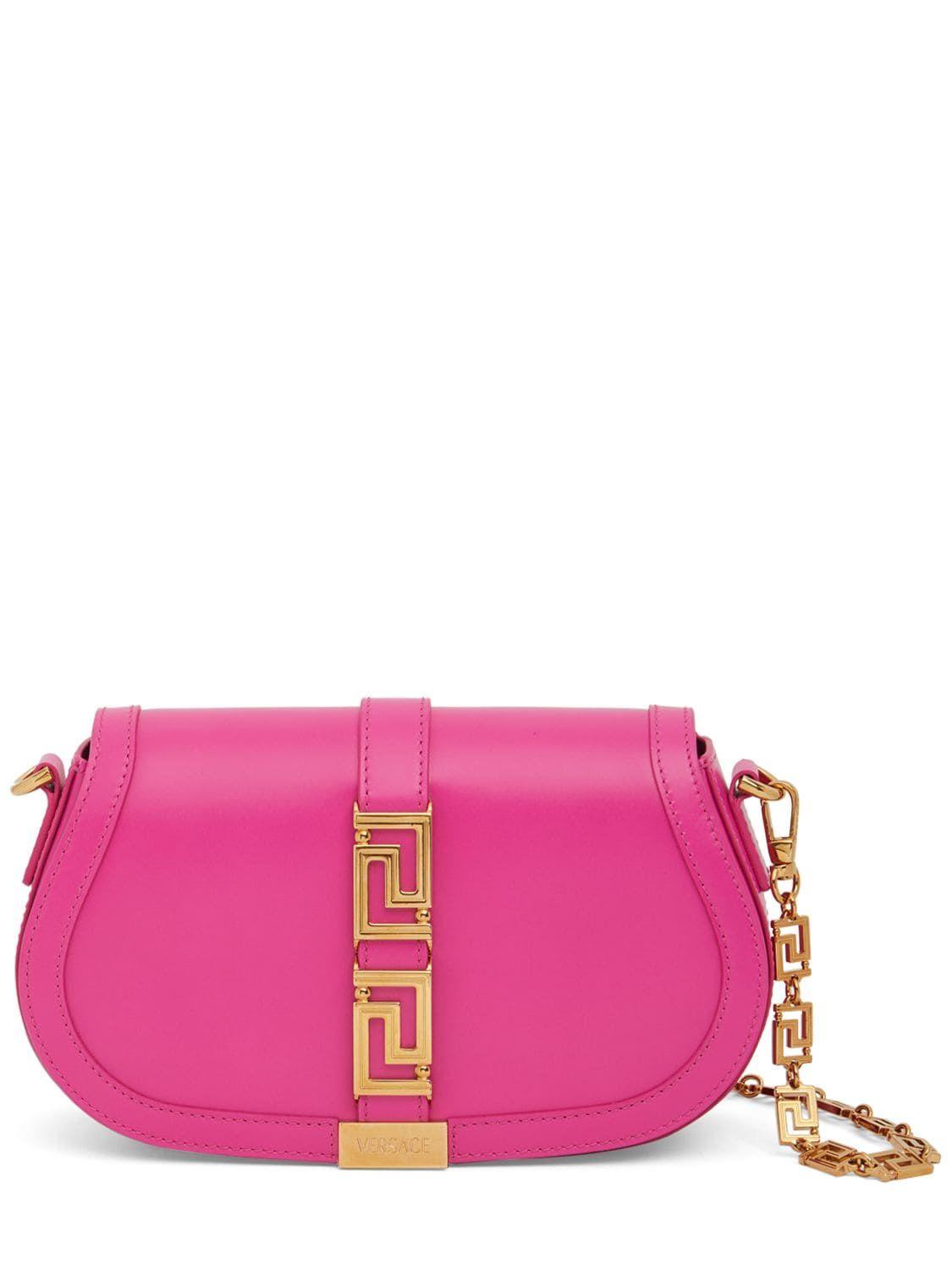 Versace Small Greca Goddess Leather Shoulder Bag in Pink | Lyst