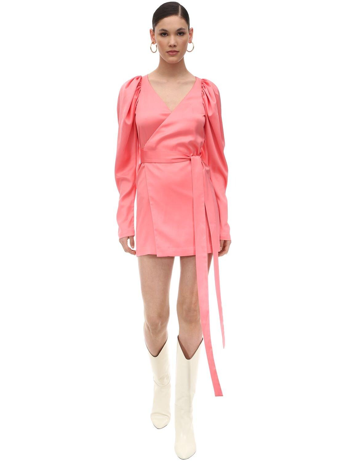 satin mini wrap dress