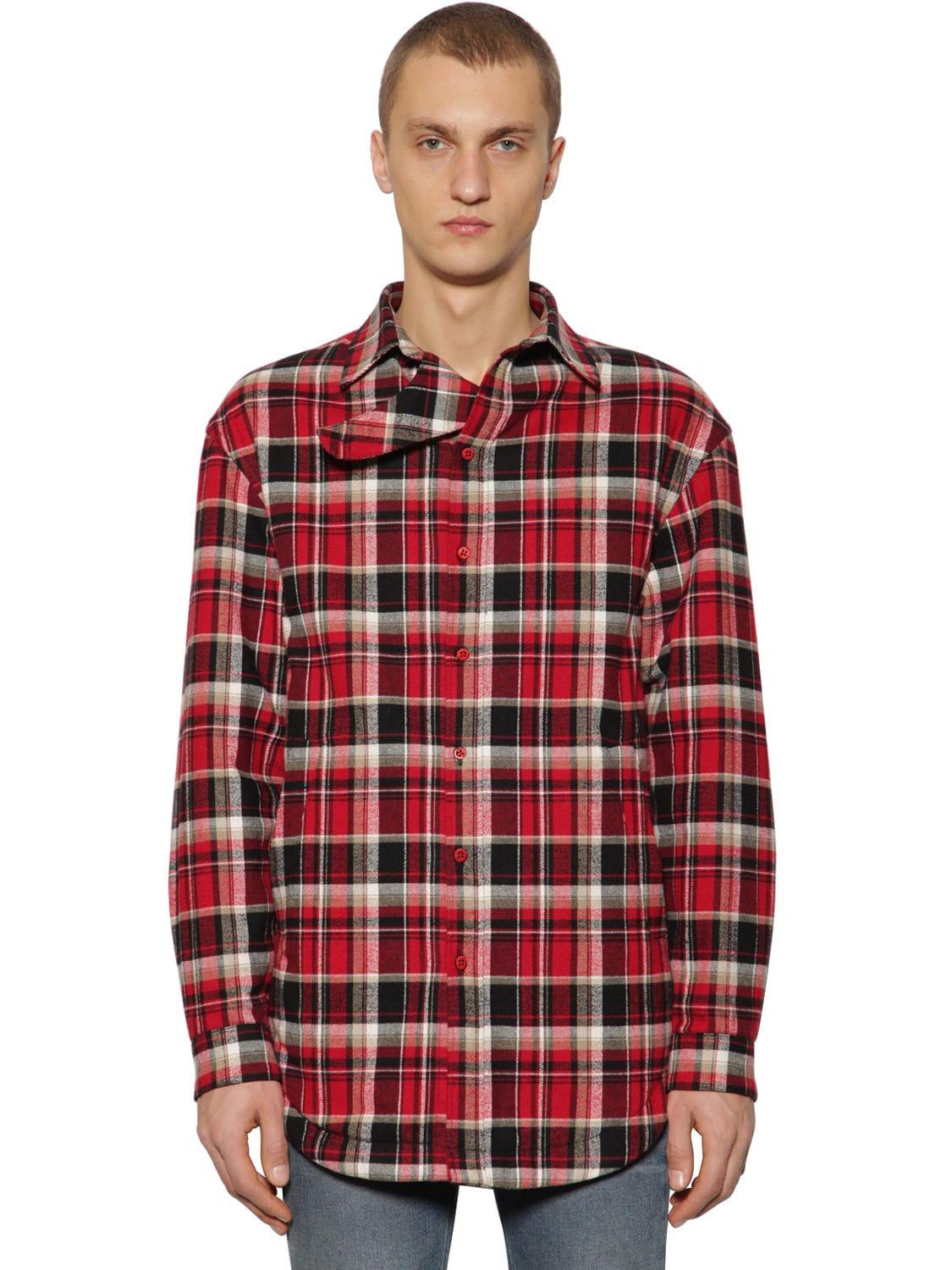 Balenciaga Flannel Check Flap Shirt in 