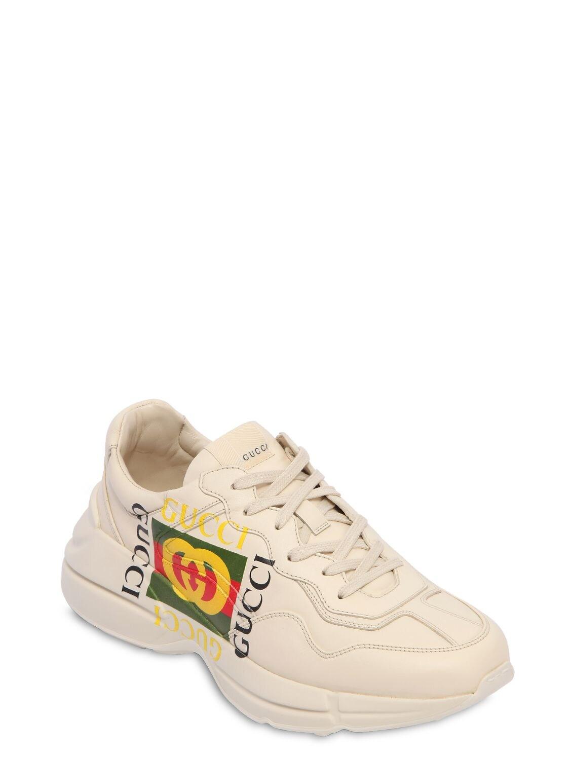 Gucci Rhyton Logo Leather Sneaker in Ivory (White) for Men - Save 8% - Lyst