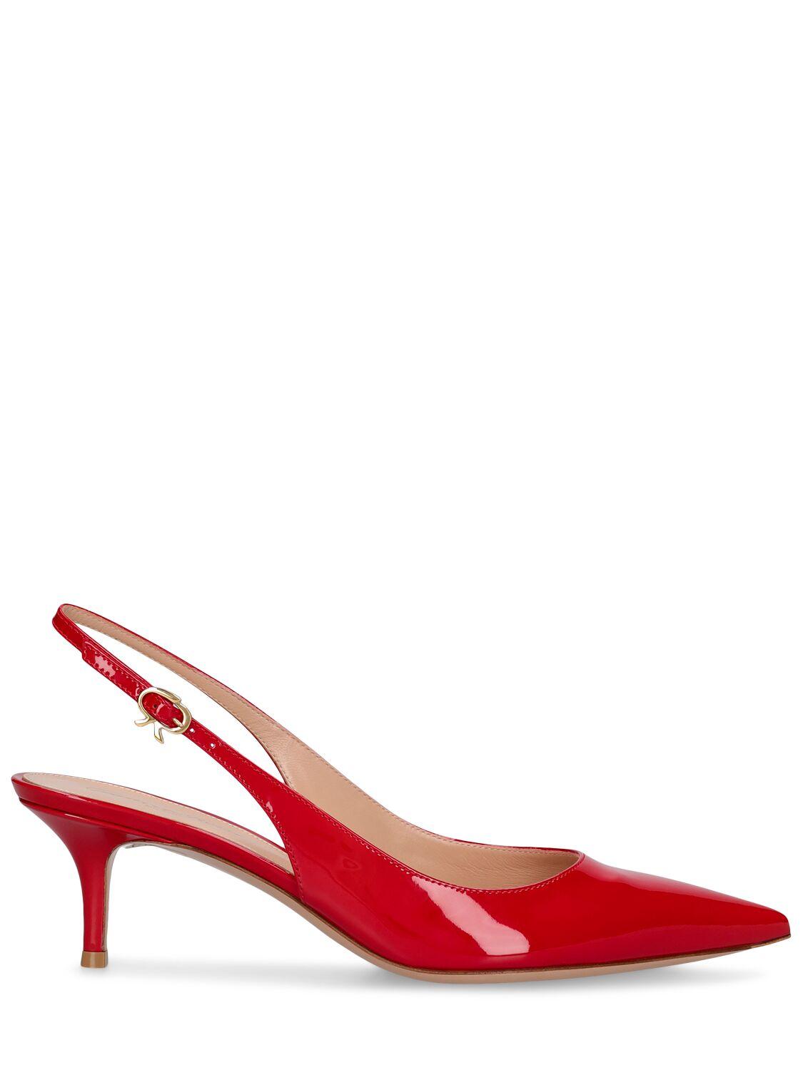 Gianvito Rossi レディース レッド Ribbon パテントレザーパンプス 