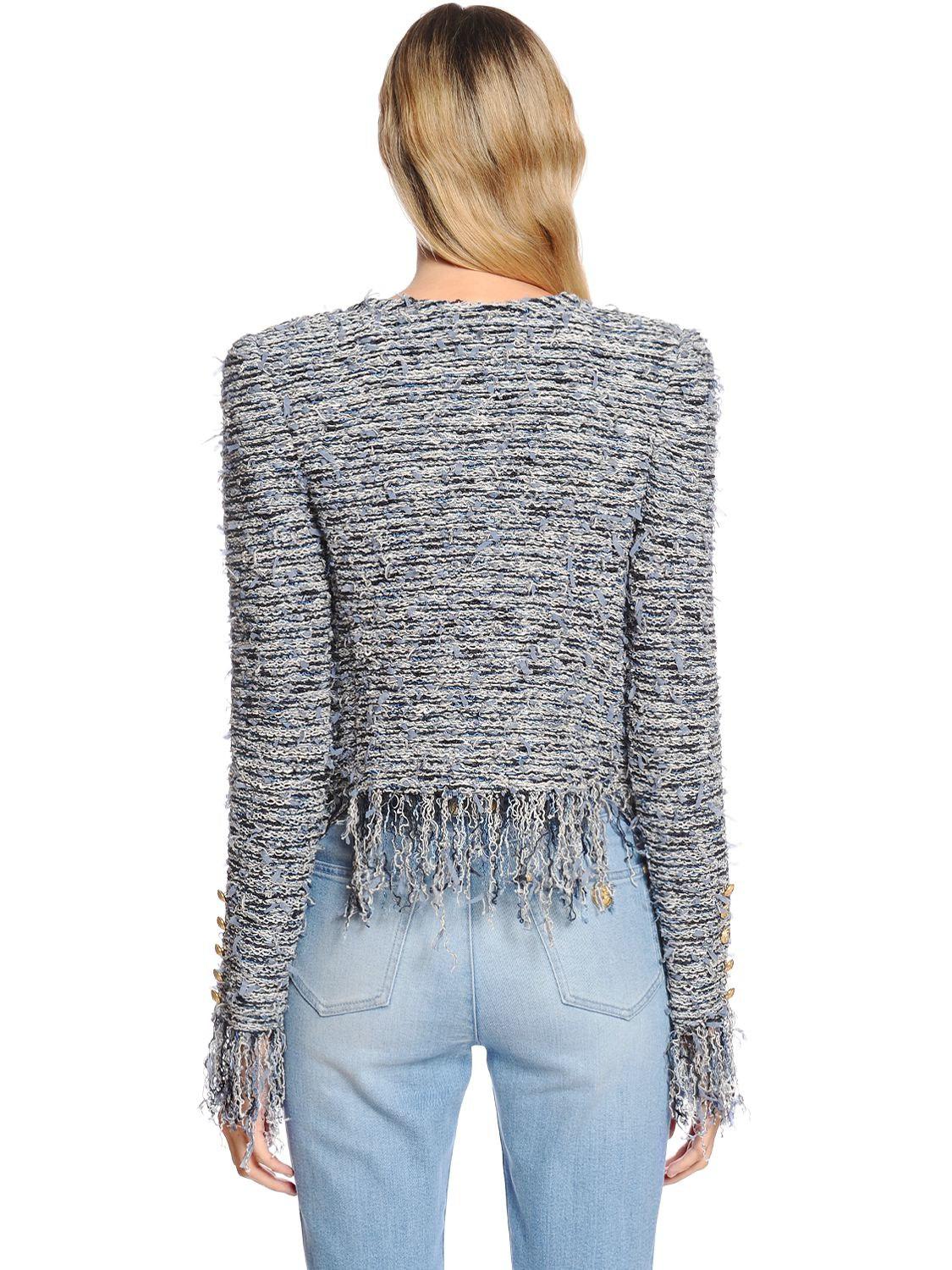 fringe knit jacket