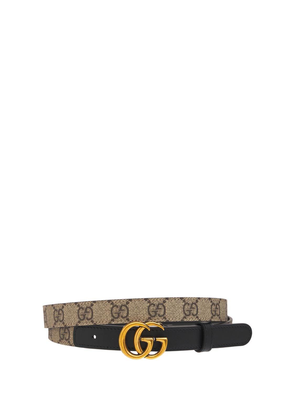 Gucci 2cm Gg Marmont Canvas Thin Belt in White | Lyst