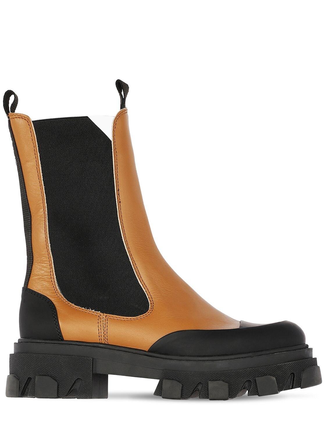 tan leather combat boots