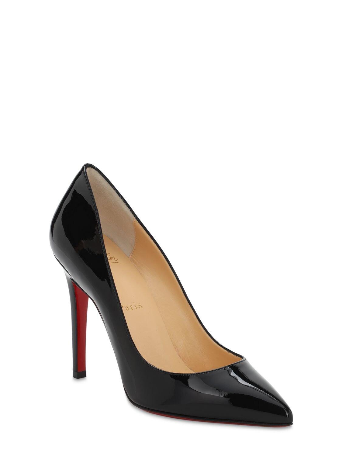 christian louboutin black pigalle pointed toe leather pumps