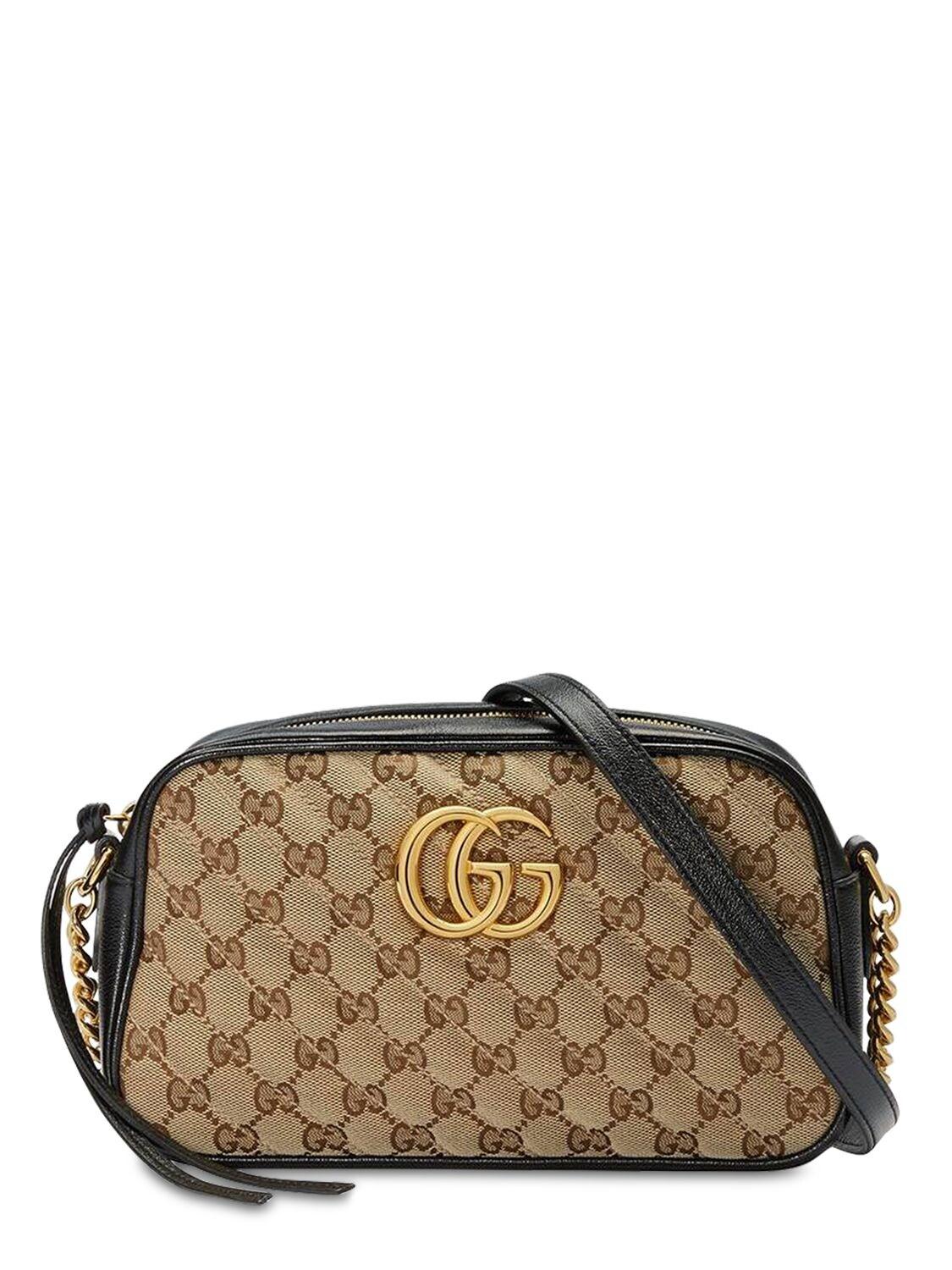 Gucci Sm Gg Marmont Original Gg Camera Bag in Brown/Black 