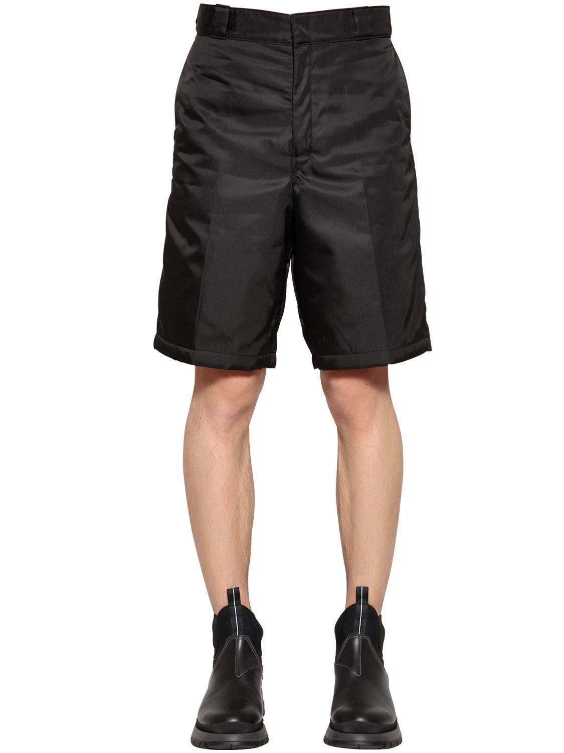 Prada Synthetic Nylon Gabardine Bermuda Shorts in Black for Men - Lyst