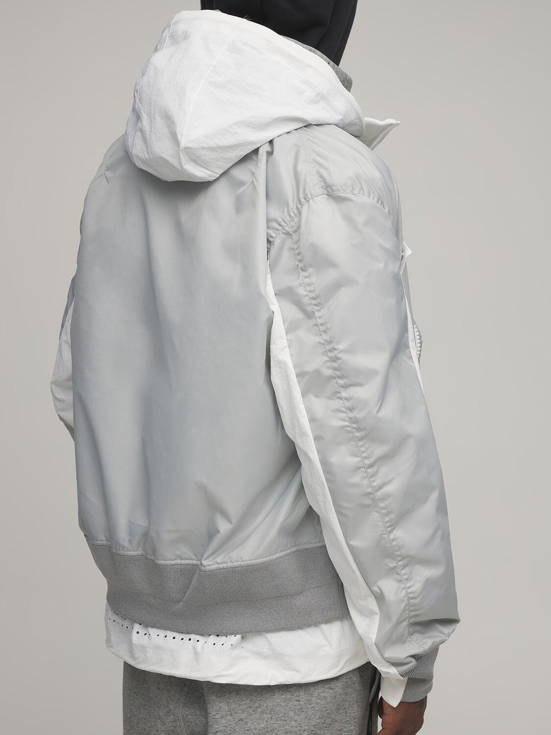 【NIKE×SACAI】layered bomber jacket fog M Buy Nike x Sacai Layered Bomber Jacket 'Grey Fog' - CV5732