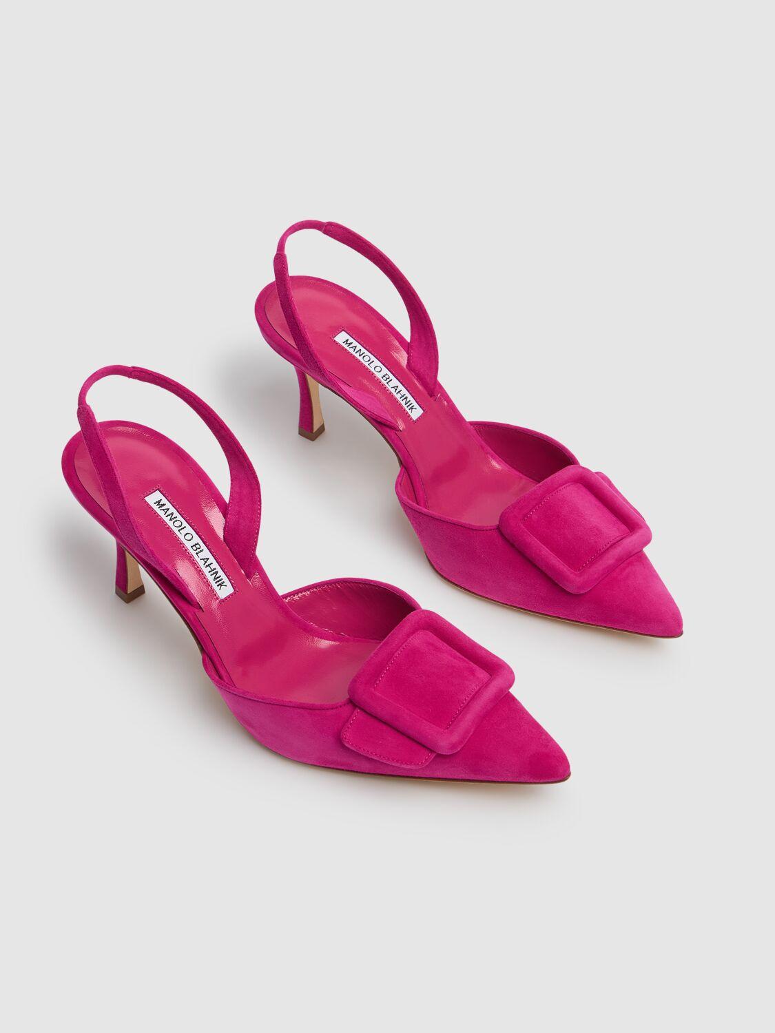 Manolo Blahnik レディース ピンク Maysli スエードスリングバック 