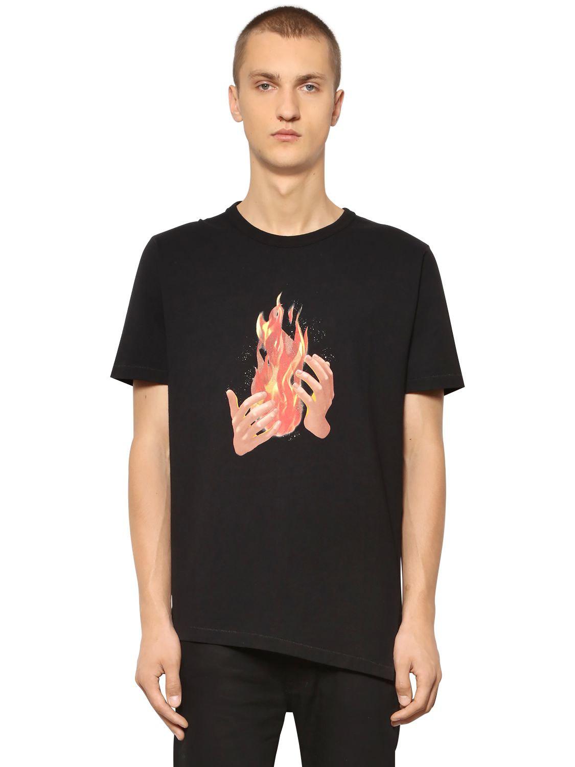Off-White c/o Virgil Abloh Diag Fire Hands Cotton Jersey T-shirt in Black  for Men - Lyst