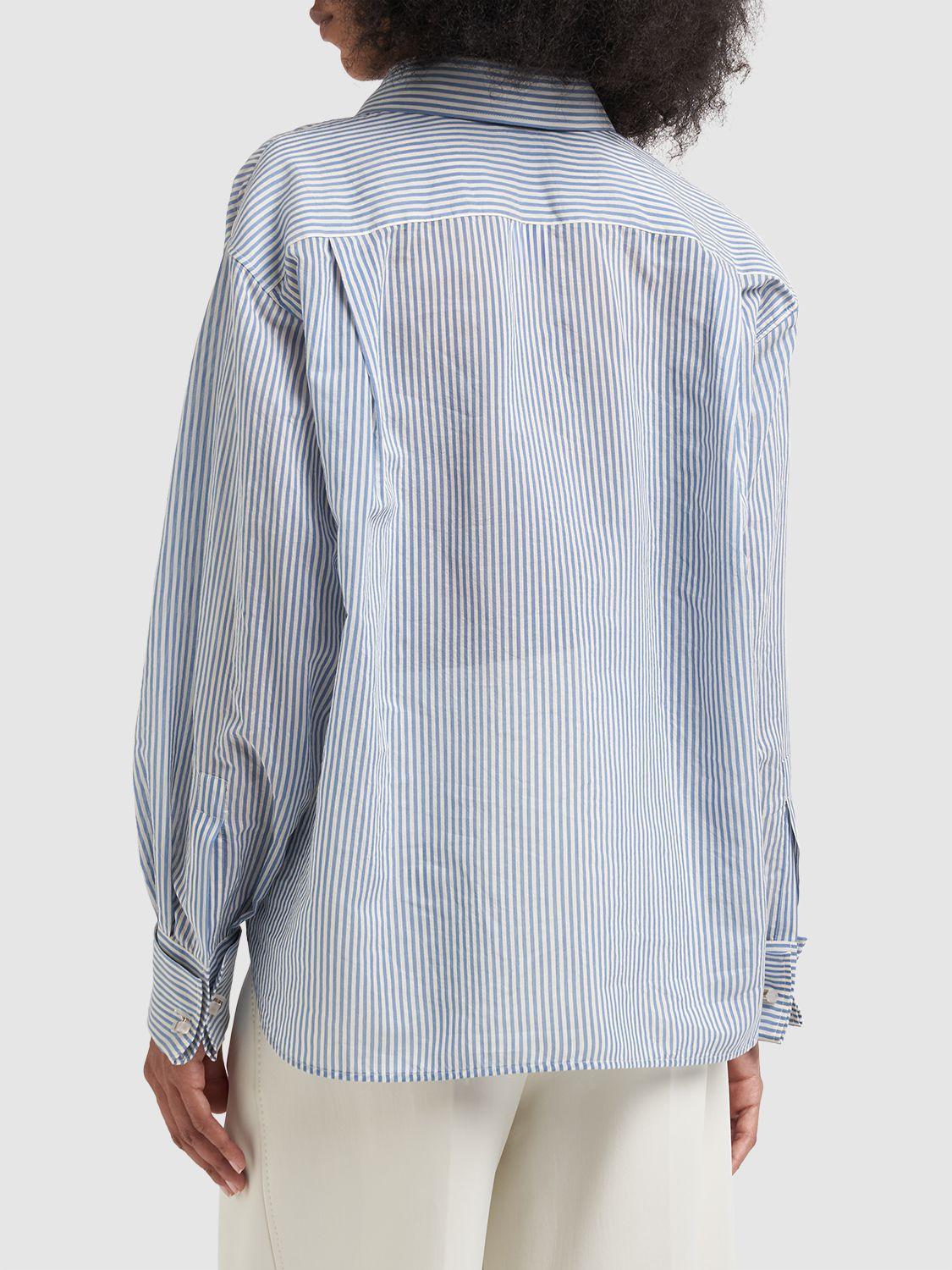 Rondine Striped Cotton Collarless Shirt