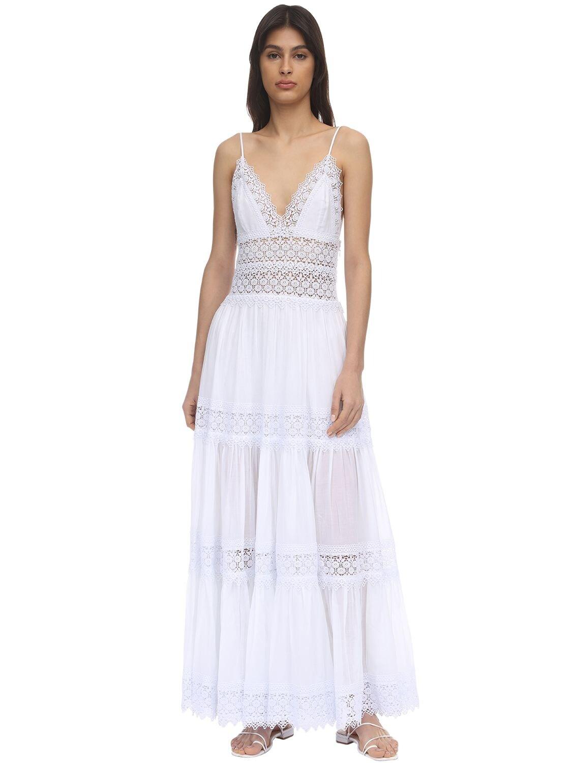 Charo Ruiz Cindy Lace & Cotton Maxi Dress in White - Lyst