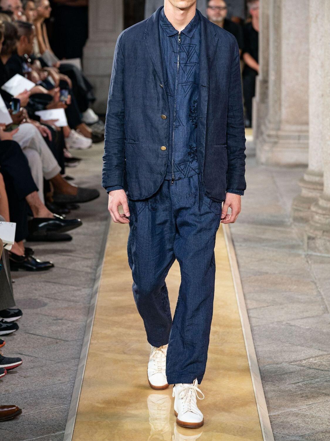 Giorgio Armani Embroidered Linen Jacket in Blue for Men Lyst UK