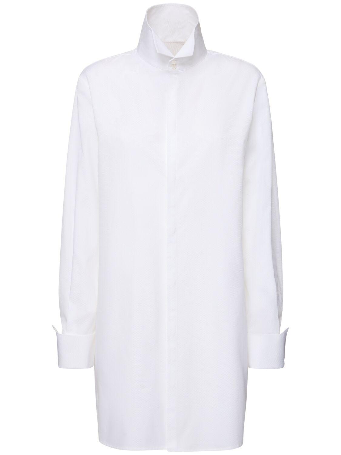 MM6 by Maison Martin Margiela Cotton Poplin Canvas High Neck Shirt 