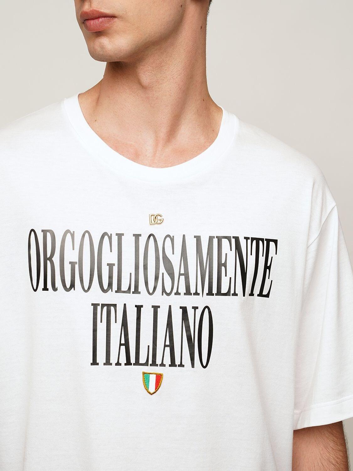 Dolce & Gabbana Italia Printed Cotton T-shirt in White for Men | Lyst