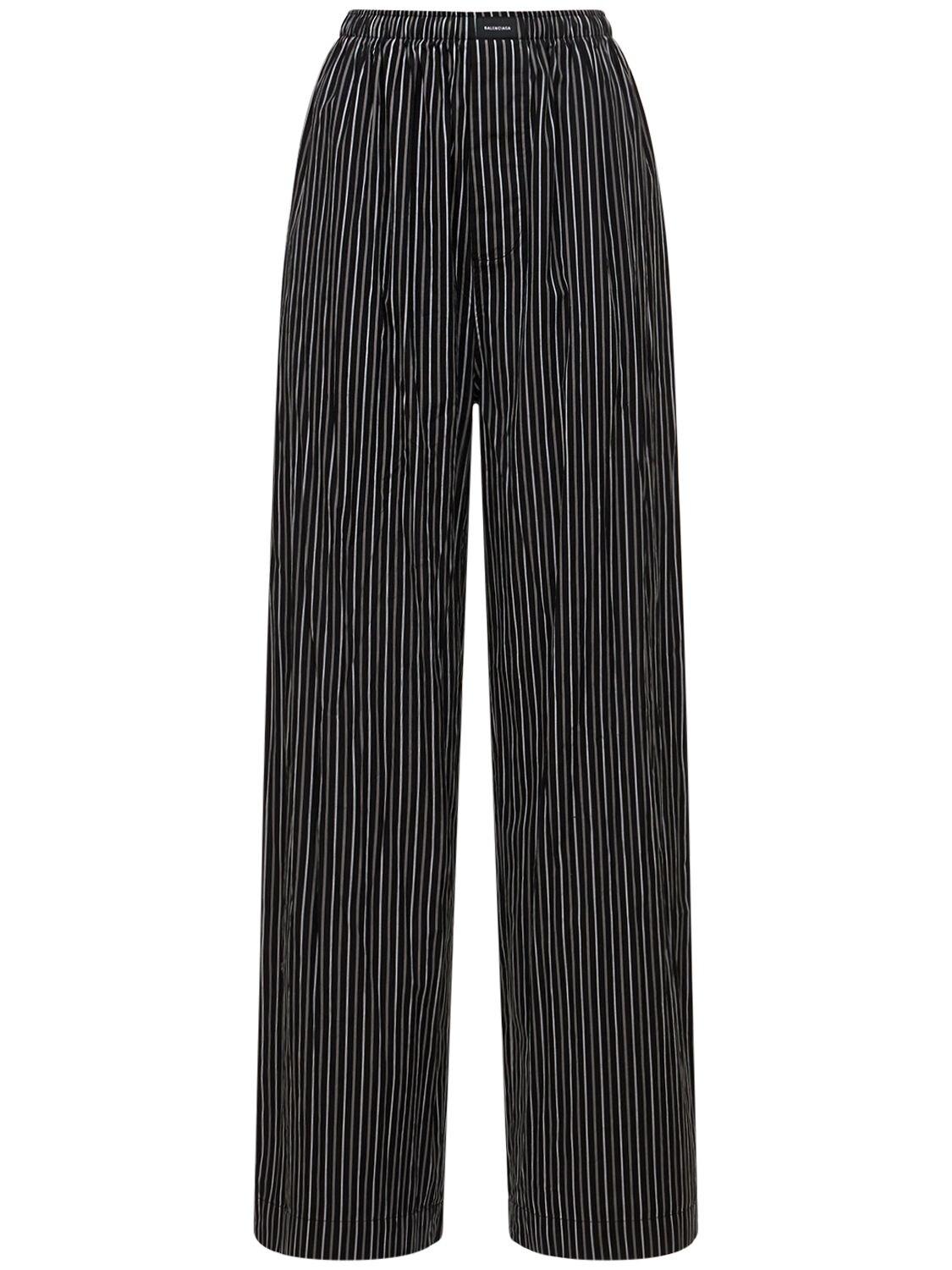 Balenciaga Pajama Striped Poplin Pants in Black/Grey (Black) | Lyst