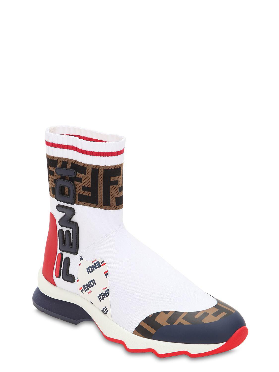 fendi logo sock boots
