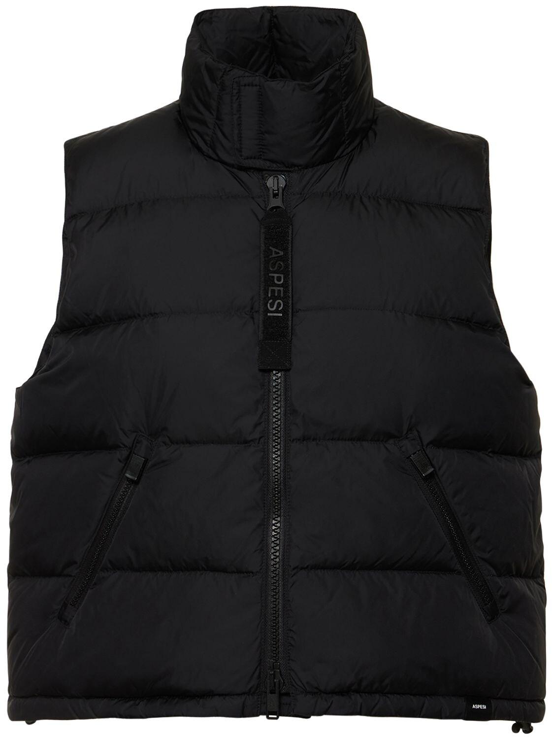 Aspesi Synthetic Cropped Quilted Nylon Down Vest in Black | Lyst