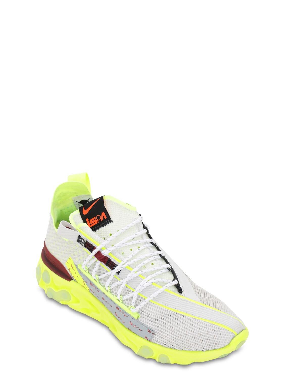 nike react runner ispa platinum tint volt glow team red