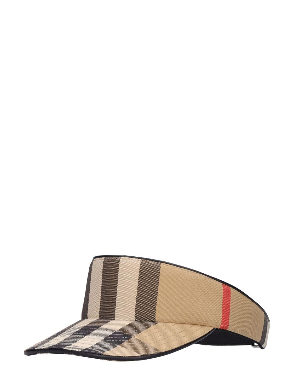 Burberry Check Cotton Visor in Natural Womens Mens Accessories Mens Hats 