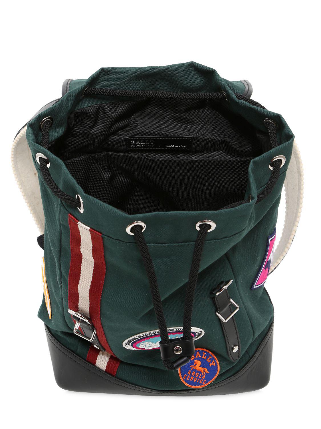 Bally Canvas Backpack W/ Patches in Green for Men Lyst