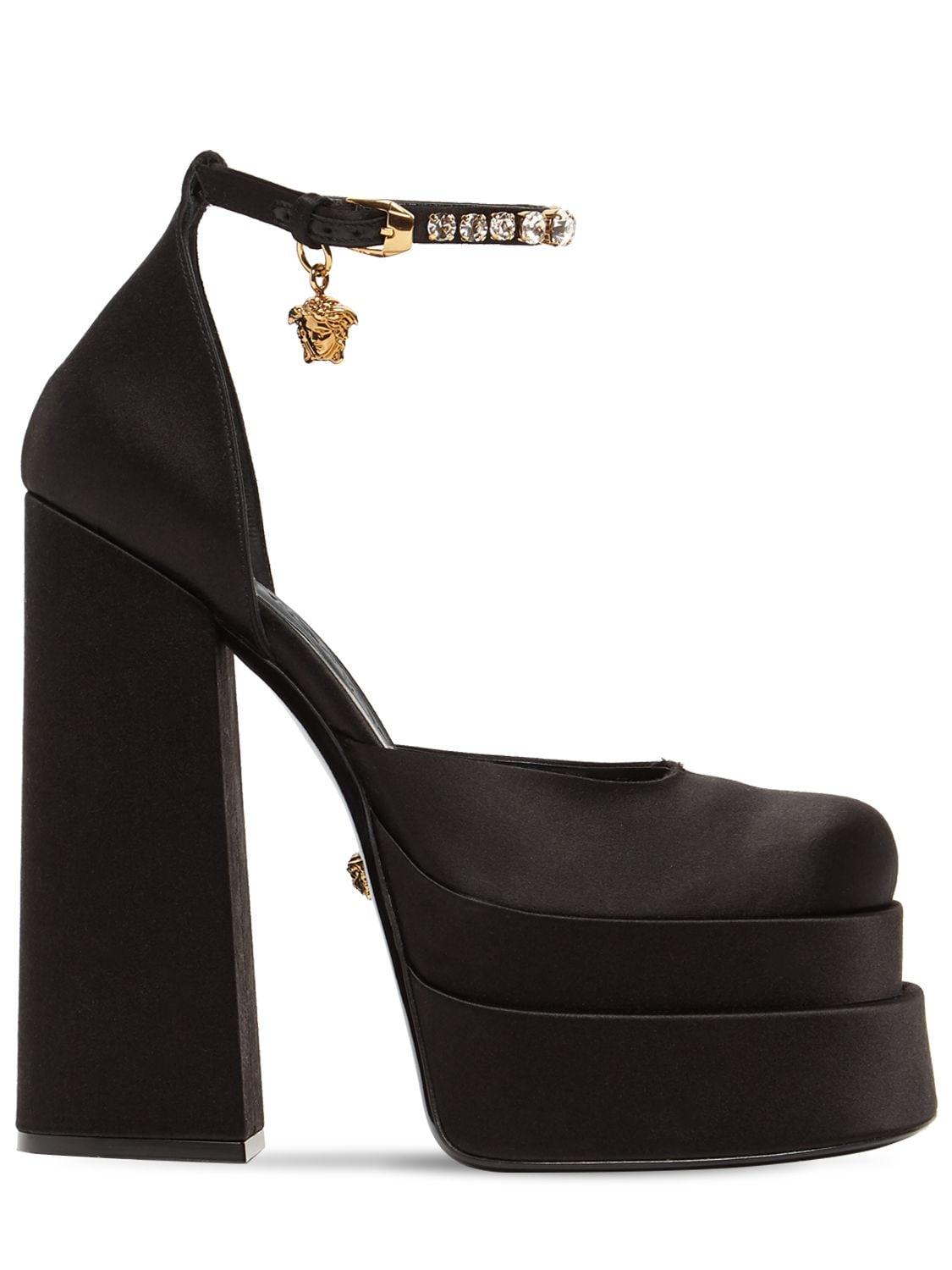 155mm platform satin pumps