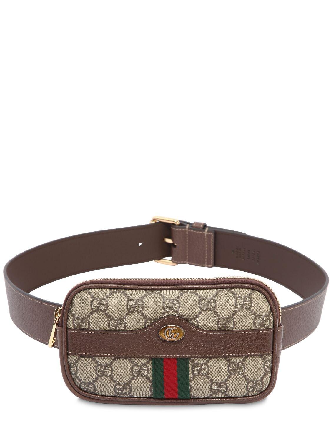 Gucci Leather Mini Ophidia Gg Supreme Belt Bag in Beige (Natural) - Lyst