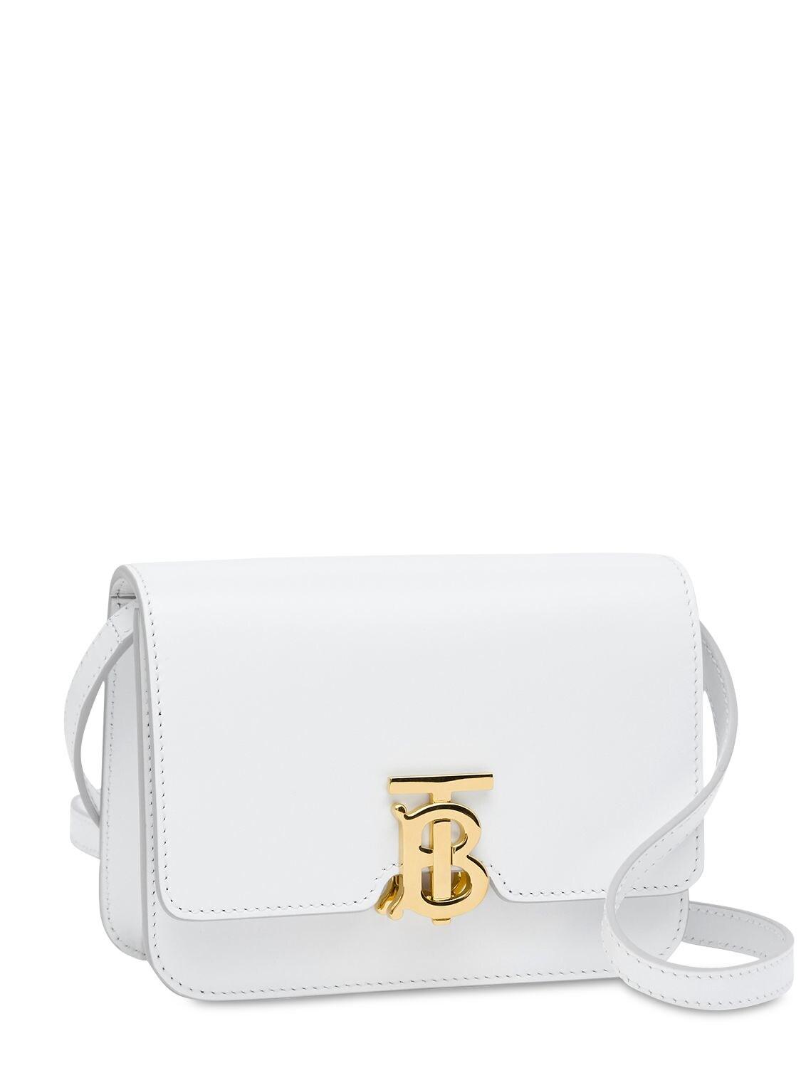 Burberry Leather Mini Tb Crossbody Bag in White Lyst