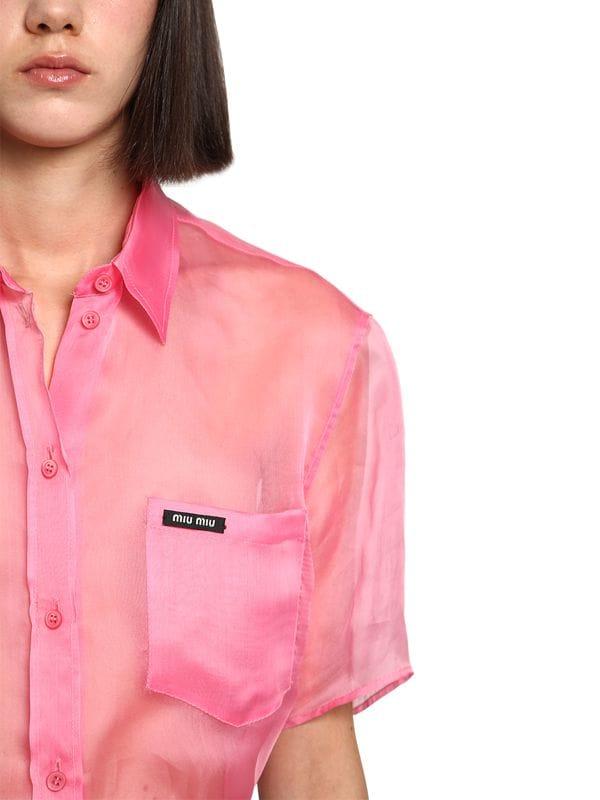 Miu Miu Organza Silk Shirt in Pink | Lyst Canada