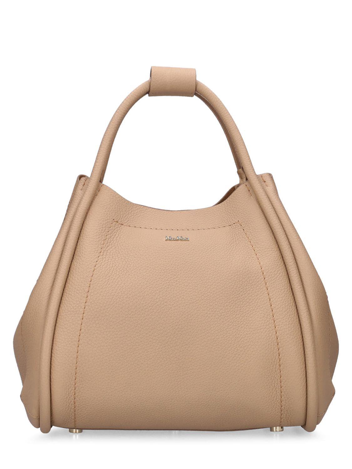 Max Mara Marinesdrumed Leather Tote Bag in Natural | Lyst
