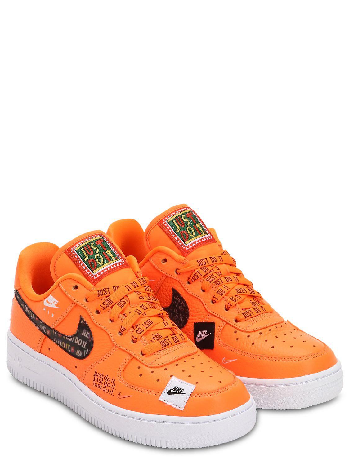 Nike Leather Air Force 1 Just Do It Sneakers in Orange - Lyst
