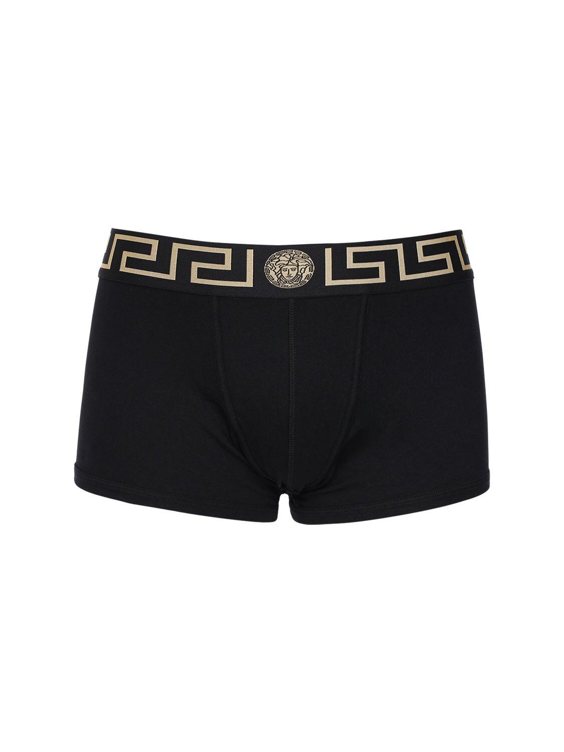 Versace Pack Of 3 Stretch Cotton Boxer Briefs in Black for Men - Lyst