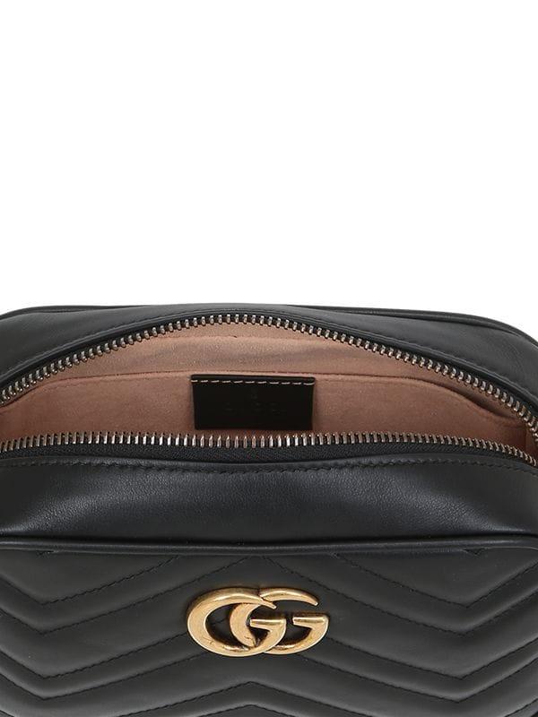 Gucci Mini Gg Marmont 2.0 Leather Camera Bag in Black - Lyst